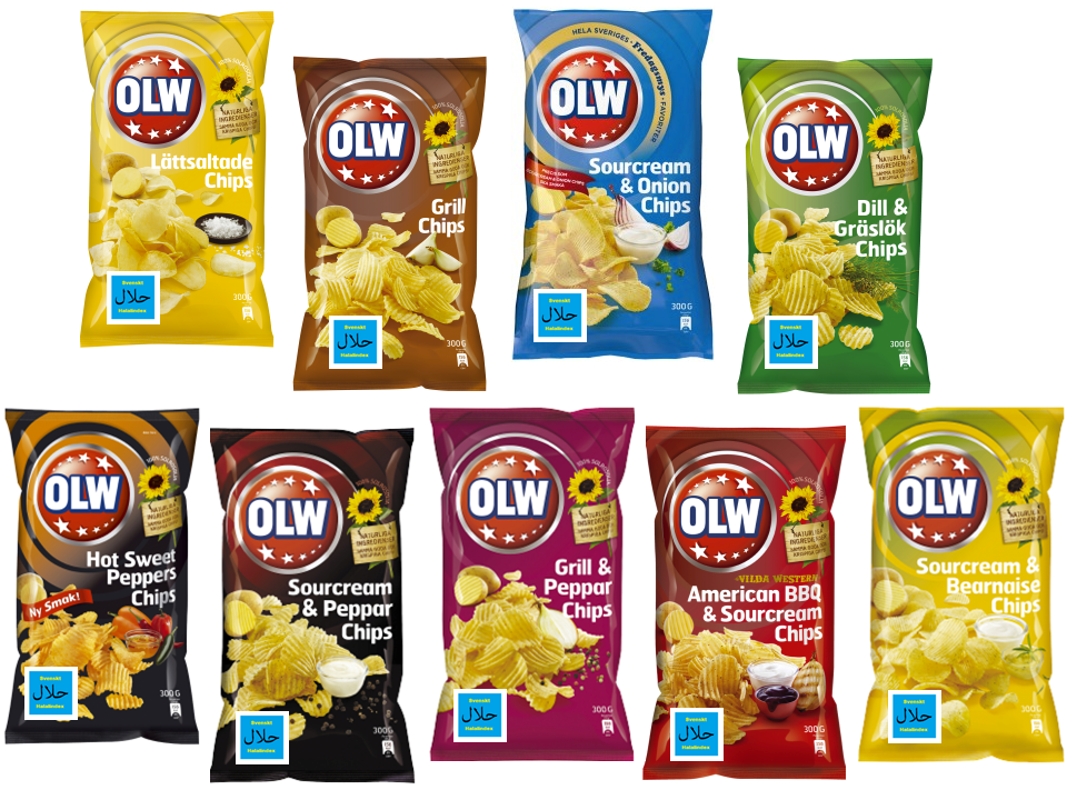 Påsar med chips från OLW