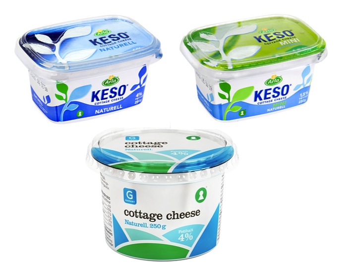 Keso och Cottage Cheese som innehåller (ost)löpe. (Observera att ingen av produkterna har märkts med Svenskt Halalindex)